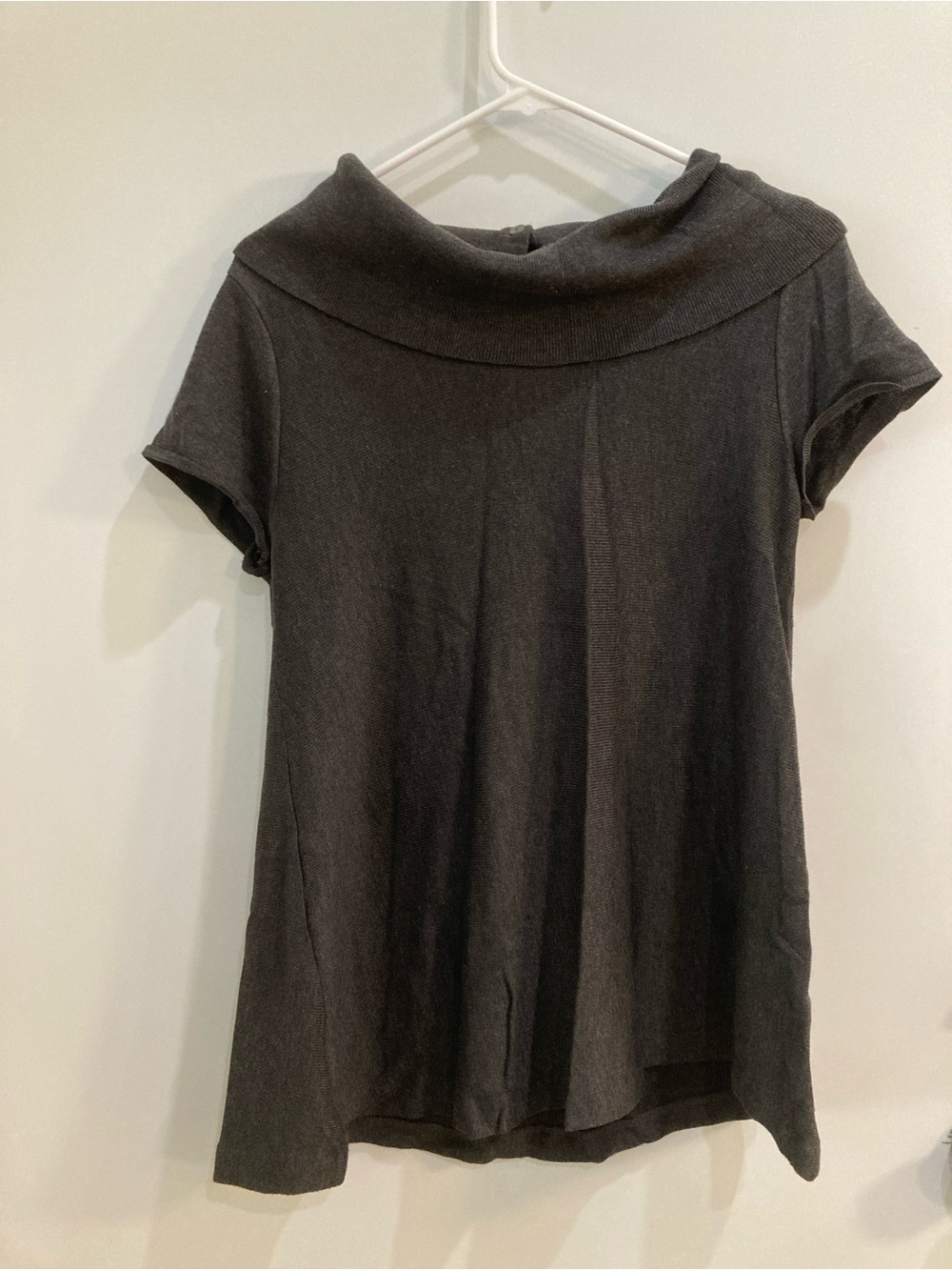 Women's Black Short-Sleeve Cowl Neck Top